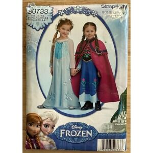 Simplicity‎ Pattern S0733 A Disney Frozen Anna Elsa Dress age 3-8 Childs Costume